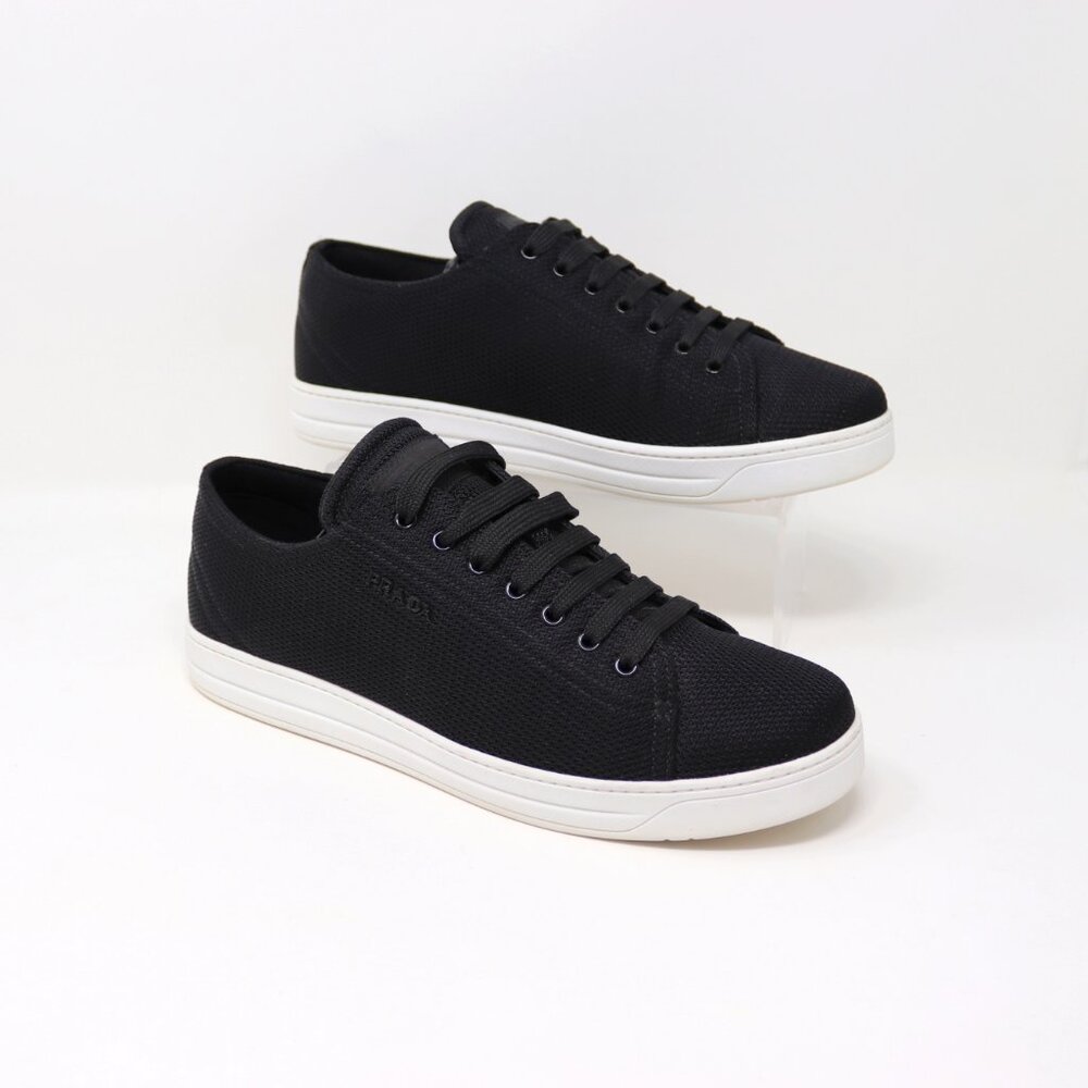 Prada 41 Black Sneaker Mesh Knit Fabric 3E6187 - Picture 4 of 12